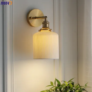 Miedziany kinkiet LED Ceramiczne Ścienne Nordic Lustro Lampa Wandlamp Lampy Do Łazienki, Sypialnie Oprawa Aplikacja Murale Oprawa