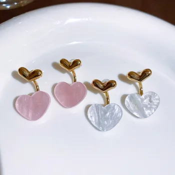 Śliczne Koraliki Ślubne Kolczyki Z Podwójnym Sercem Dla Kobiet I Dziewcząt, Koreańska Zawieszenie W Postaci Miłości, Wiszące Kolczyki, Spektakularne Biżuteria